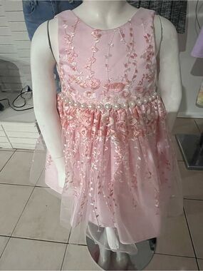 Prince Light Pink Girls Dress with Pearl Accent